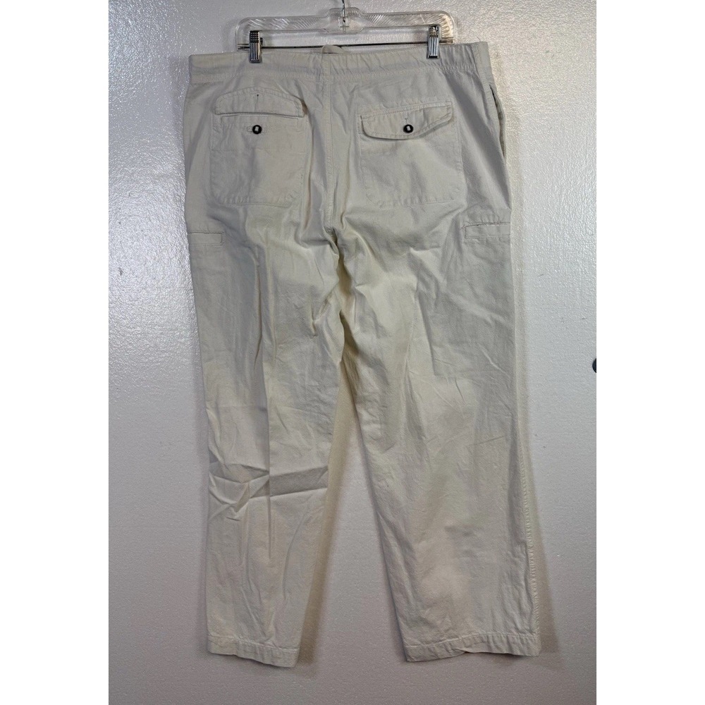 Y2K Express Linen Blend Drawstring Pants Men XL Beige Button Fly Wide Leg Beach - Picture 2 of 10